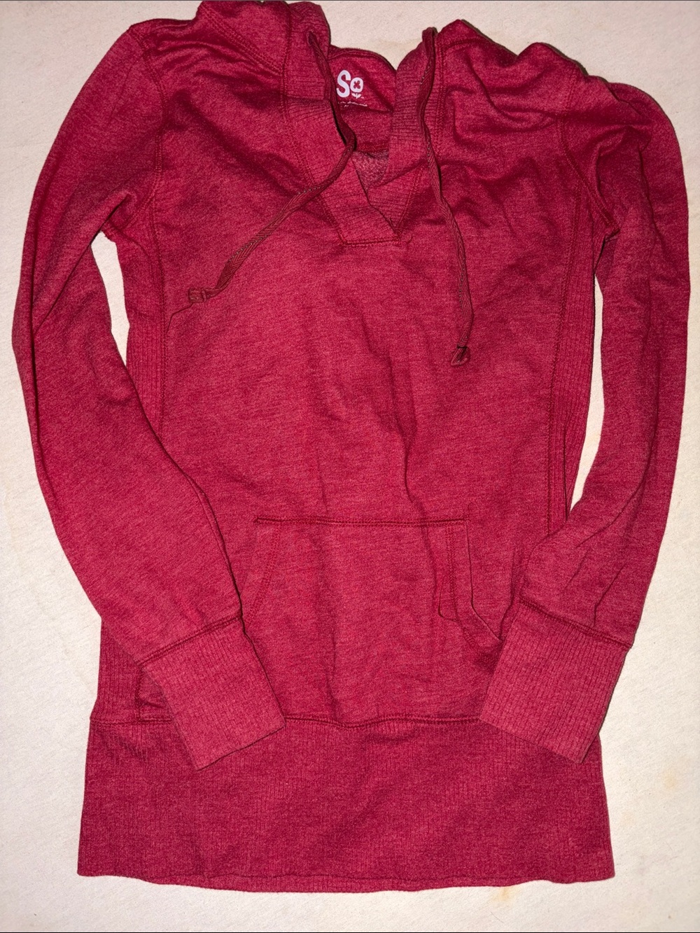 Womens Size M SO Maroon Hooded Long-Sleeve Pullover